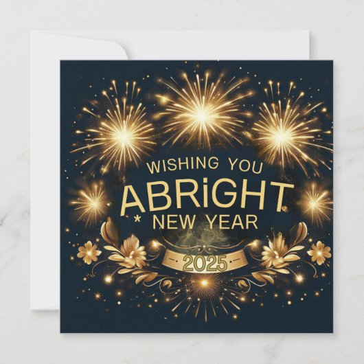 Stralende gouden Nieuwjaarsgroeten 2025 Feestdagenkaart (Voorkant)