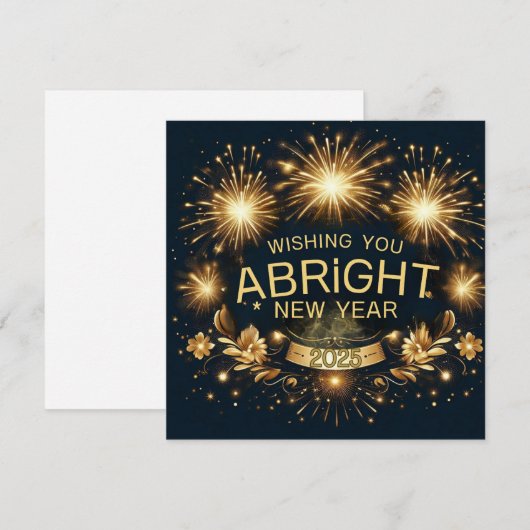 Stralende gouden nieuwjaarswensen 2025 feestdagenkaart (Voorkant / Achterkant)