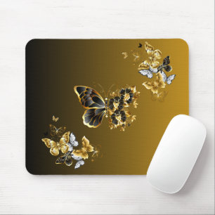 Stralende Gouden Vlinder – Botanisch Accent Kunst Muismat