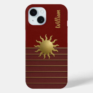 Stralende Gouden Zon op Rode iPhone / iPad hoesje