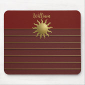 Stralende Gouden Zon op Rode Mousepad Muismat (Voorkant)