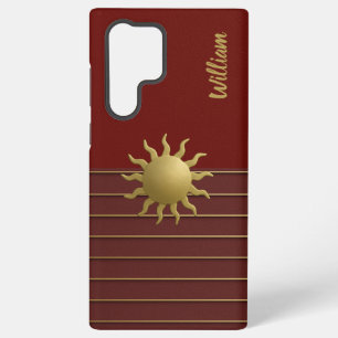 Stralende gouden zon op rood samsung galaxy hoesje