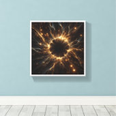 Stralende Gouden Zonne-uitbarsting Abstract - Luxe Canvas Afdruk (Insitu (Houten vloer))