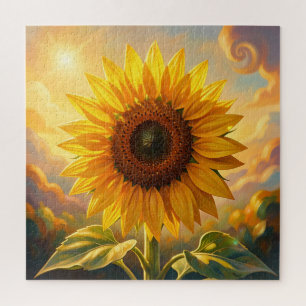 Stralende Gouden Zonnebloem Zonsondergang Legpuzzel
