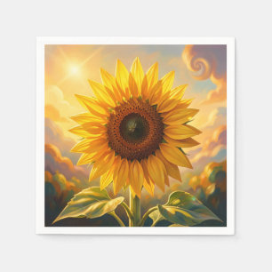 Stralende Gouden Zonnebloem Zonsondergang Servet