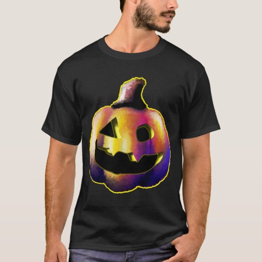 Stralende Halloween Jack-O'-Lantern - Licht op in T-shirt (Voorkant)