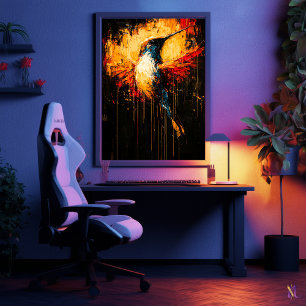 Stralende Hedendaagse Expressionistische Kolibrie Poster