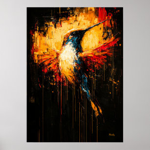 Stralende Hedendaagse Expressionistische Kolibrie Poster