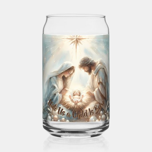 Stralende Heilige Familie Kerststal Blikvorm Glas (Achterkant)