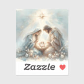 Stralende Heilige Familie Kerststal Sticker (Vel)