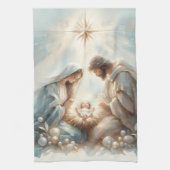 Stralende Heilige Familie Kerststal Theedoek (Verticaal)