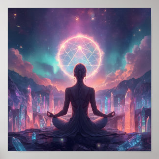 Stralende Heilige Meditatie Poster