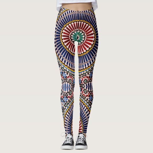 Stralende heldere spiraalvormige kunst leggings (Voorkant)