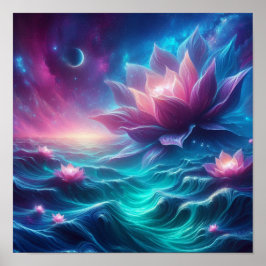 Stralende Hemelse Oceaan Bloem Fantasie Poster