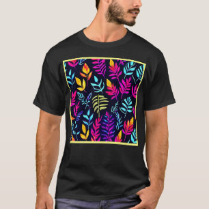 Stralende herfstgloed: Neon-Hued bladpatroon T-shirt