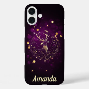 Stralende hert in goud iPhone 16 plus hoesje