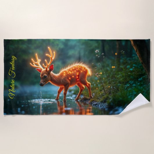 Stralende herten fauna watering hole forbs strandlaken (Voorkant)