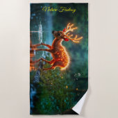 Stralende herten fauna watering hole forbs strandlaken (Voorkant)