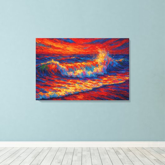 Stralende Horizon: De Primitieve Regenbooggolf Canvas Afdruk (Insitu (Houten vloer))