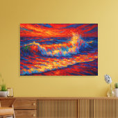 Stralende Horizon: De Primitieve Regenbooggolf Canvas Afdruk (Insitu (Woonkamer))
