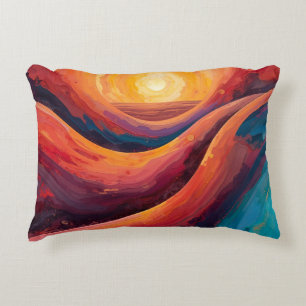 Stralende Horizon – Levendige Abstracte Zonsonderg Accent Kussen