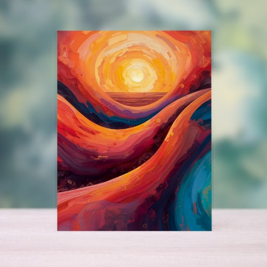 Stralende Horizon – Levendige Abstracte Zonsonderg Acryl Bord (Neutraal)