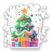 Stralende Kerstboom Magie Sticker (Voorkant)