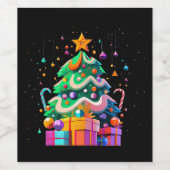 Stralende Kerstboom Magie Wijn Etiket (Enkel label)