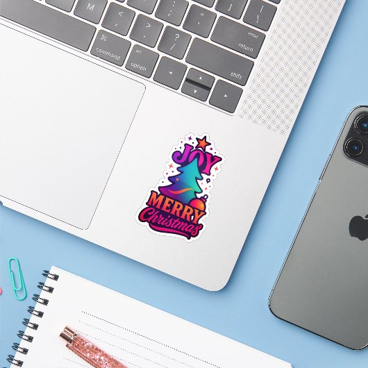 stralende kerstfusie sticker (Laptop met iPhone)