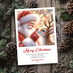 Stralende Kerstman en Rendier Rudolph vrolijk kers Feestdagenkaart