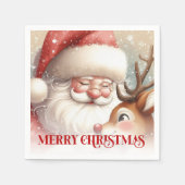 Stralende Kerstman Rudolph Kerstfeest Servetten (Voorkant)