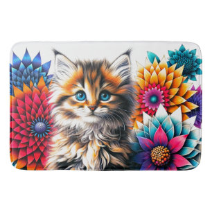 Stralende Kitten Bloemportret Badmat