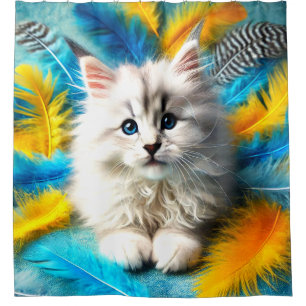 Stralende Kitten Veer Portret Douchegordijn