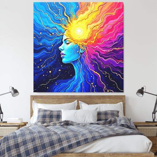 Stralende Kosmische Geest Ontwaken Canvas Afdruk (Insitu (Slaapkamer))