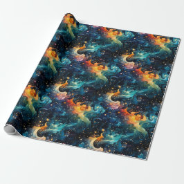 Stralende Kosmische Kleurwervelingen Cadeaupapier