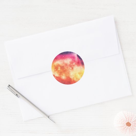 Stralende Kosmische Nevel Ronde Sticker (Envelop)