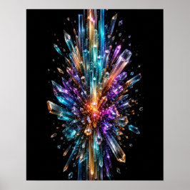 Stralende Kristaluitbarsting 3D Abstracte Poster