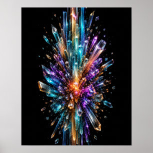 Stralende Kristaluitbarsting 3D Abstracte Poster