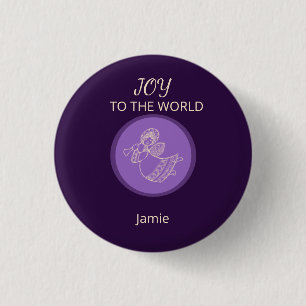 Stralende Lavendel Engel van Vreugde Familie Eenhe Ronde Button 3,2 Cm
