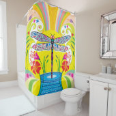 Stralende Libel en Wilde Bloemen Douchegordijn (In situ)