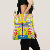 Stralende Libel en Wilde Bloemen Tote Bag (Dichtbij)