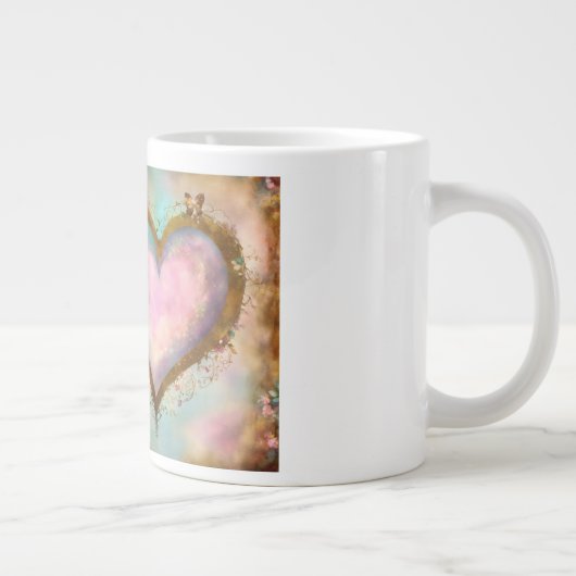 Stralende Liefde: Hart & Regenboog Fusion Cups Grote Koffiekop (Rechts)