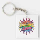 Stralende Liefde Retro Design – Positieve Vibes Sleutelhanger (voorkant)