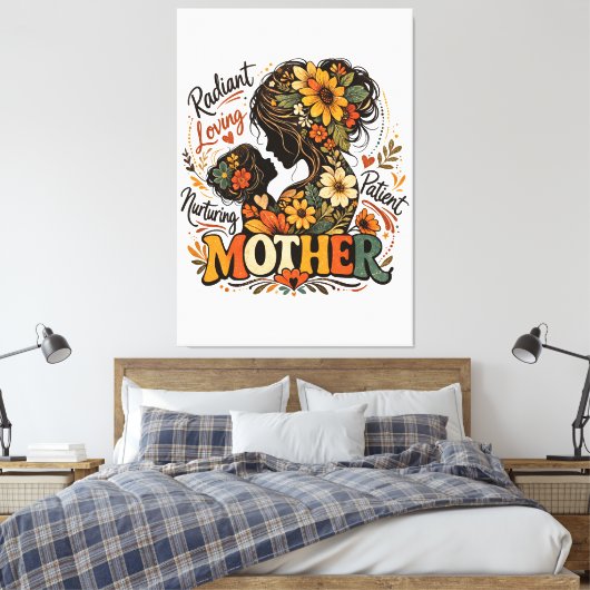 Stralende Liefdevolle Verzorgende Moederdag Canvas Afdruk (Insitu (Slaapkamer))