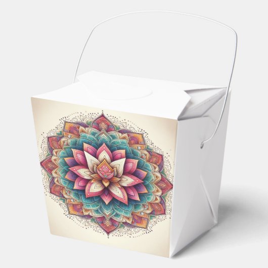 Stralende Lotus Mandala's: Bloeiende sereniteit Bedankdoosjes (Voorkant)