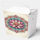 Stralende Lotus Mandala's: Bloeiende sereniteit Bedankdoosjes (Achterkant)