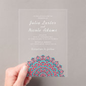 Stralende Luchtige Halve Maan Mandala bruiloft Acryl Uitnodigingen (Insitu (Draagbaar))