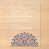 Stralende Luchtige Halve Maan Mandala bruiloft Acryl Uitnodigingen (Voorkant)