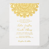 Stralende Luchtige Halve Maan Mandala bruiloft Folie Uitnodiging (Voorkant)