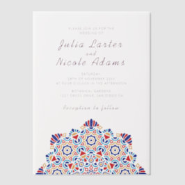 Stralende Luchtige Halve Maan Mandala bruiloft Vellum Uitnodigingen